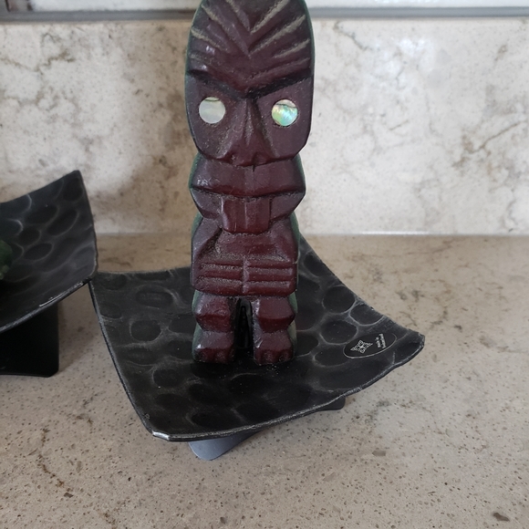 Vintage/Antique Tiki candles in chunky Swiss candleholders. - Picture 12 of 12